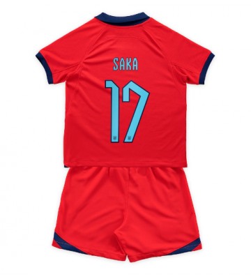 England Bukayo Saka #17 Bortedraktsett Barn VM 2022 Kortermet (+ Korte bukser)